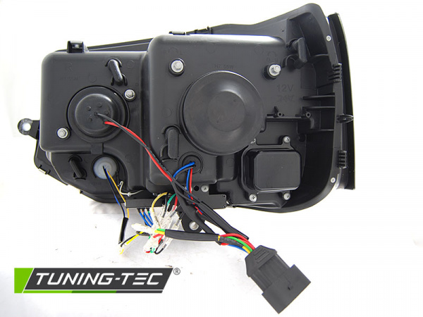 LED Tagfahrlicht Scheinwerfer für VW T5 GP (Facelift) 10-15 schwarz im T6 Design mit dynamischem LED Blinker